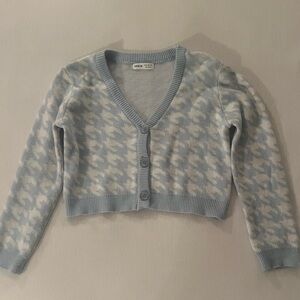 SHEIN Blue and White Patterned Cardigan